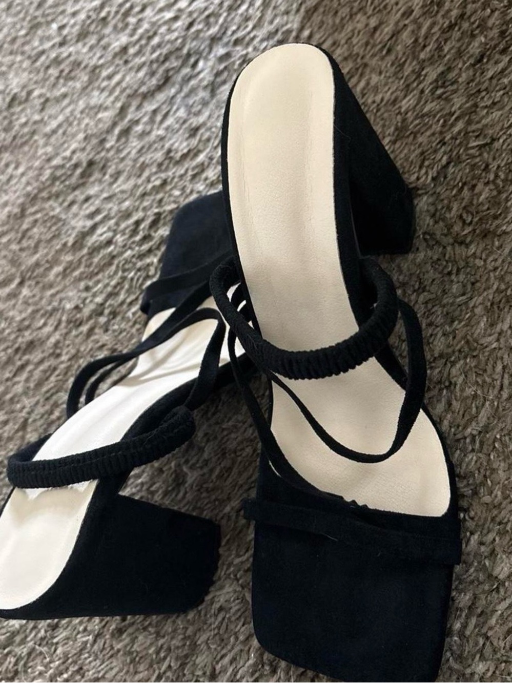 Black Strappy Block Heel Sandals - Women